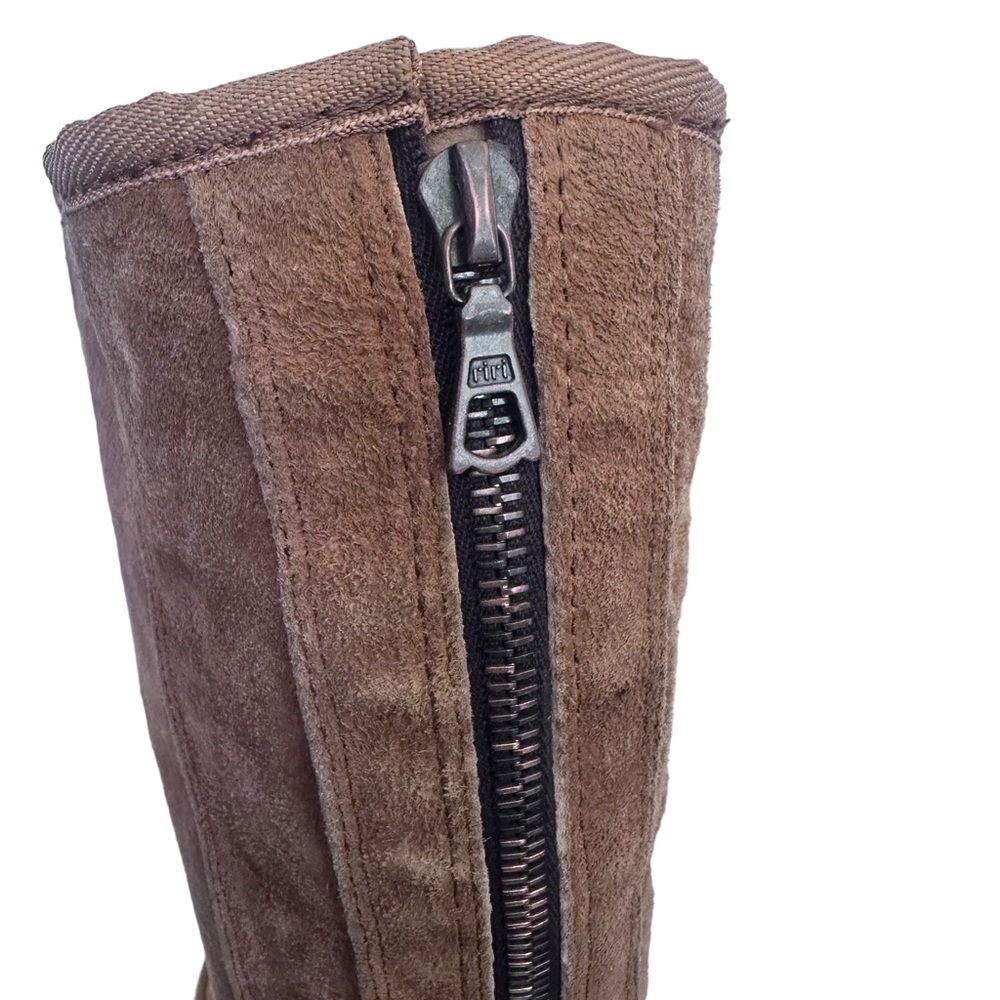 UGG Knightsbridge Boots Brown Back Zipper Shearling Sherpa Lined Suede sz 10 - Picture 4 of 9